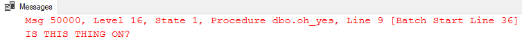 SQL Server Error Message